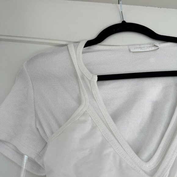 NWT Jonathan Simkhai Cailan Cut-out Mini Dress Stretch Rib Knit White Size Small - Picture 5 of 11